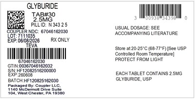 Label (0093 8343 98 Glyburide 2.5mg 67046 1620 30)